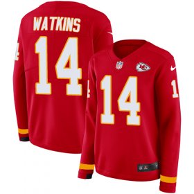 Wholesale Cheap Nike Chiefs #14 Sammy Watkins Red Team Color Women\'s Stitched NFL Limited Therma Long Sleeve Jersey