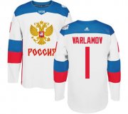 Wholesale Cheap Team Russia #1 Semyon Varlamov White 2016 World Cup Stitched NHL Jersey