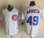 Wholesale Cheap Cubs #49 Jake Arrieta White Strip New Cool Base Stitched MLB Jersey