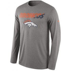 Wholesale Cheap Denver Broncos Nike Legend Staff Practice Performance Long Sleeve T-Shirt Heathered Gray