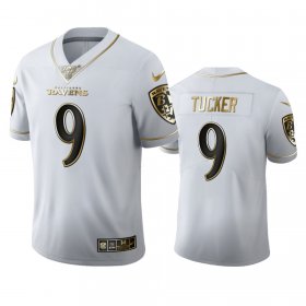 Wholesale Cheap Baltimore Ravens #9 Justin Tucker Men\'s Nike White Golden Edition Vapor Limited NFL 100 Jersey