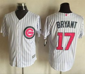 Wholesale Cheap Cubs #17 Kris Bryant White Strip New Cool Base Mother\'s Day Stitched MLB Jersey