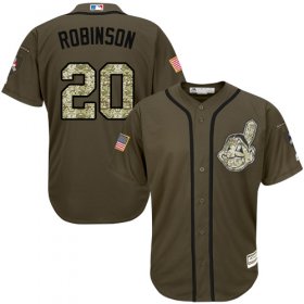 Wholesale Cheap Indians #20 Eddie Robinson Green Salute to Service Stitched MLB Jersey