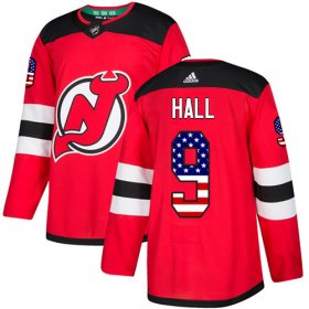 Wholesale Cheap Adidas Devils #9 Taylor Hall Red Home Authentic USA Flag Stitched Youth NHL Jersey