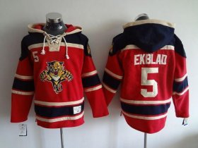Wholesale Cheap Panthers #5 Aaron Ekblad Red Sawyer Hooded Sweatshirt Stitched NHL Jersey