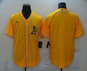 Wholesale Cheap Men\'s Oakland Athletics Blank Yellow Stitched MLB Cool Base Nike Jersey