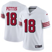 Wholesale Cheap Nike 49ers #18 Dante Pettis White Rush Men's Stitched NFL Vapor Untouchable Limited Jersey