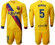Wholesale Cheap Barcelona #5 Sergio Away Long Sleeves Soccer Club Jersey