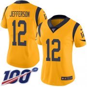 Wholesale Cheap Nike Rams #12 Van Jefferson Gold Women's Stitched NFL Limited Rush 100th Season Jersey