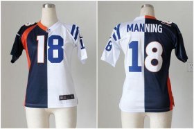 Wholesale Cheap Nike Broncos #18 Peyton Manning Blue/White Women\'s Stitched NFL Elite Split Colts Jersey