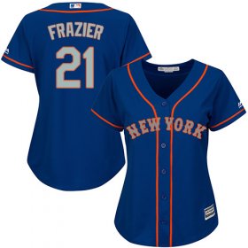 Wholesale Cheap Mets #21 Todd Frazier Blue(Grey NO.) Alternate Women\'s Stitched MLB Jersey