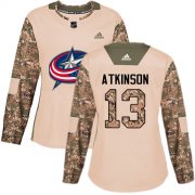 Wholesale Cheap Adidas Blue Jackets #13 Cam Atkinson Camo Authentic 2017 Veterans Day Women's Stitched NHL Jersey