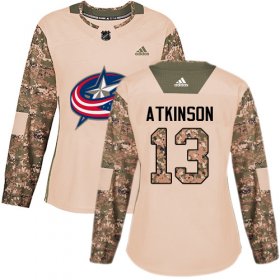 Wholesale Cheap Adidas Blue Jackets #13 Cam Atkinson Camo Authentic 2017 Veterans Day Women\'s Stitched NHL Jersey