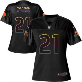 Wholesale Cheap Nike Browns #21 Denzel Ward Black Women\'s NFL Fashion Game Jersey