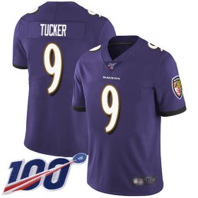 Wholesale Cheap Nike Ravens #9 Justin Tucker Purple Team Color Men\'s Stitched NFL 100th Season Vapor Limited Jersey