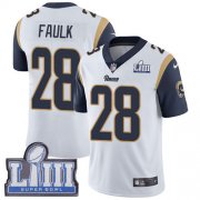 Wholesale Cheap Nike Rams #28 Marshall Faulk White Super Bowl LIII Bound Men's Stitched NFL Vapor Untouchable Limited Jersey