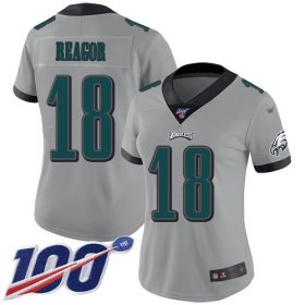 Wholesale Cheap Nike Eagles #18 Jalen Reagor Silver Women\'s Stitched NFL Limited Inverted Legend 100th Season Jersey