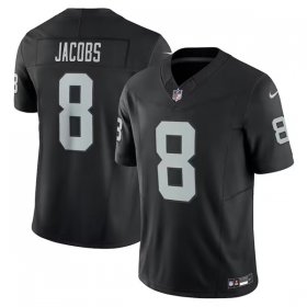 Wholesale Cheap Men\'s Las Vegas Raiders #8 Josh Jacobs Black 2023 F.U.S.E. Vapor Untouchable Stitched Football Jersey