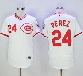 Wholesale Cheap Reds #24 Tony Perez White Flexbase Authentic Collection Cooperstown Stitched MLB Jersey
