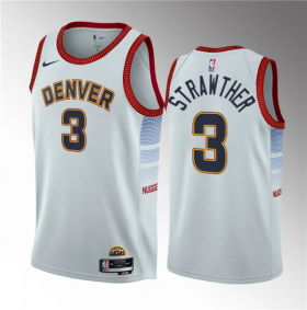 Wholesale Cheap Men\'s Denver Nuggets #3 Julian Strawther White 2023 Draft Icon Edition Stitched Basketball Jersey
