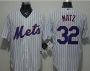 Wholesale Cheap Mets #32 Steven Matz White(Blue Strip) New Cool Base Stitched MLB Jersey
