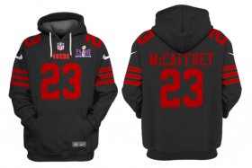 Cheap Men\'s San Francisco 49ers #23 Christian McCaffrey Black Super Bowl LVIII Alternate Pullover Hoodie