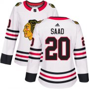 Wholesale Cheap Adidas Blackhawks #20 Brandon Saad White Road Authentic Women's Stitched NHL Jersey