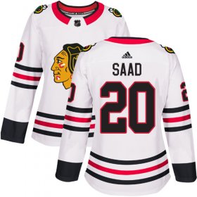 Wholesale Cheap Adidas Blackhawks #20 Brandon Saad White Road Authentic Women\'s Stitched NHL Jersey