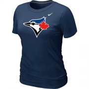 Wholesale Cheap Women's Nike Toronto Blue Jays Authentic Logo T-Shirt Dark Blue