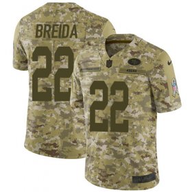 Wholesale Cheap Nike 49ers #22 Matt Breida Camo Youth Stitched NFL Limited 2018 Salute to Service Jersey
