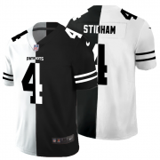 Cheap New England Patriots #4 Jarrett Stidham Men's Black V White Peace Split Nike Vapor Untouchable Limited NFL Jersey