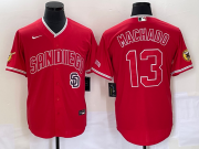 Wholesale Cheap Men's San Diego Padres #13 Manny Machado Red NEW 2023 Cool Base Stitched Jersey