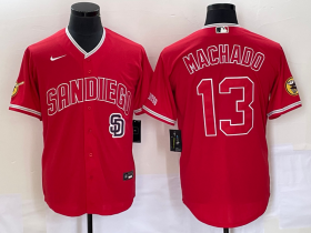 Wholesale Cheap Men\'s San Diego Padres #13 Manny Machado Red NEW 2023 Cool Base Stitched Jersey
