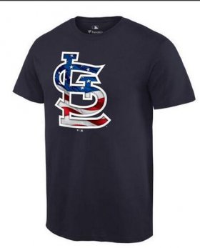 Wholesale Cheap Men\'s St.Louis Cardinals USA Flag Fashion T-Shirt Navy Blue