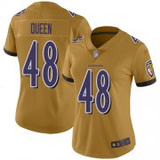 Wholesale Cheap Nike Ravens #48 Patrick Queen Gold Women's Stitched NFL Limited Inverted Legend Jersey