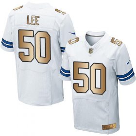 Wholesale Cheap Nike Cowboys #50 Sean Lee White Men\'s Stitched NFL Elite Gold Jersey