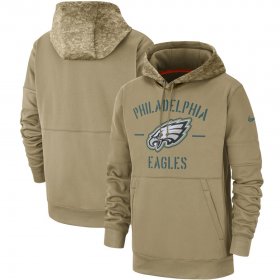Wholesale Cheap Men\'s Philadelphia Eagles Nike Tan 2019 Salute to Service Sideline Therma Pullover Hoodie