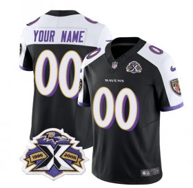 Wholesale Cheap Men\'s Baltimore Ravens Active Player Custom Black White 2023 F.U.S.E With Patch Throwback Vapor Limited Stitched Jersey