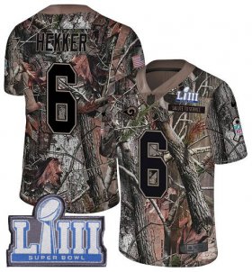 Wholesale Cheap Nike Rams #6 Johnny Hekker Camo Super Bowl LIII Bound Men\'s Stitched NFL Limited Rush Realtree Jersey