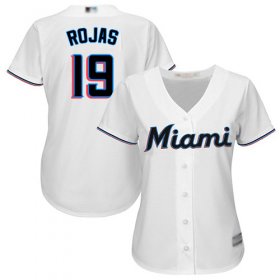Wholesale Cheap Marlins #19 Miguel Rojas White Home Women\'s Stitched MLB Jersey