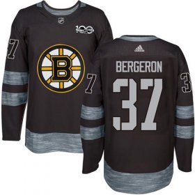 Wholesale Cheap Adidas Bruins #37 Patrice Bergeron Black 1917-2017 100th Anniversary Stitched NHL Jersey