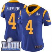 Wholesale Cheap Nike Rams #4 Greg Zuerlein Royal Blue Alternate Super Bowl LIII Bound Women's Stitched NFL Vapor Untouchable Limited Jersey