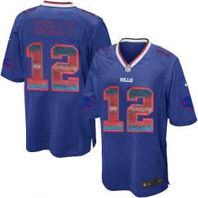 Wholesale Cheap Nike Bills #12 Jim Kelly Royal Blue Team Color Men\'s Stitched NFL Limited Strobe Jersey
