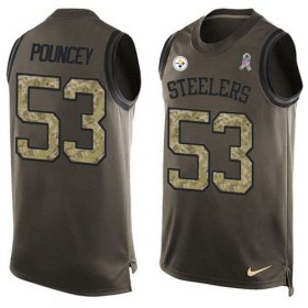Wholesale Cheap Nike Steelers #53 Maurkice Pouncey Green Men\'s Stitched NFL Limited Salute To Service Tank Top Jersey