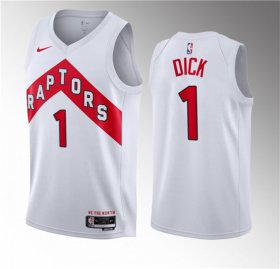 Wholesale Cheap Men\'s Toronto Raptors #1 Gradey Dick White 2023 Draft Association Edition Stitched Basketball Jersey