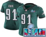 Cheap Women's Philadelphia Eagles #91 Fletcher Cox Limited Green Super Bowl LVII Vapor Jersey
