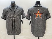 Cheap Men's Houston Astros Gray Team Big Logo With Patch Cool Base Stitched Baseball Jersey
