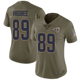 Wholesale Cheap Nike Rams #89 Tyler Higbee Olive Women\'s Stitched NFL Limited 2017 Salute to Service Jersey