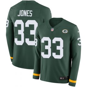 Wholesale Cheap Nike Packers #33 Aaron Jones Green Team Color Men\'s Stitched NFL Limited Therma Long Sleeve Jersey