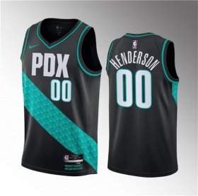 Wholesale Cheap Men\'s Portland Trail Blazers #00 Scoot Henderson Black 2023 Draft City Edition Stitched Basketball Jersey